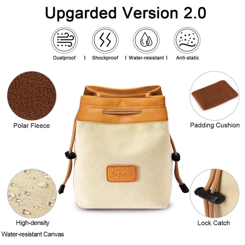 S-ZONE Soft Camera Bag DSLR Insert Handbag Drawstring Lens Case Compatible with Canon Nikon Sony - Image 2